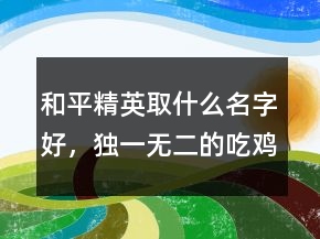 和平精英取什么名字好，獨(dú)一無二的吃雞名字223條