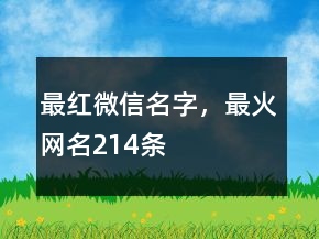 最紅微信名字，最火網(wǎng)名214條