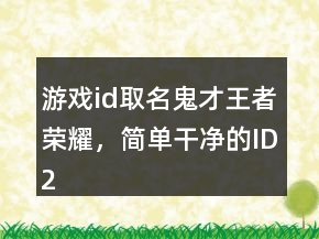 游戲id取名鬼才王者榮耀，簡單干凈的ID242條