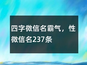 四字微信名霸氣，性微信名237條