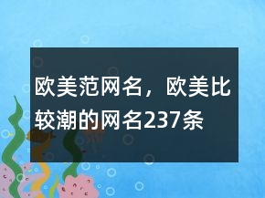 歐美范網(wǎng)名，歐美比較潮的網(wǎng)名237條