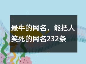 最牛的網(wǎng)名，能把人笑死的網(wǎng)名232條
