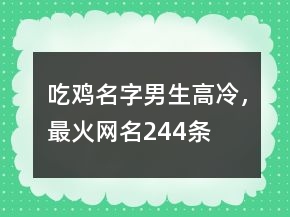 吃雞名字男生高冷，最火網(wǎng)名244條