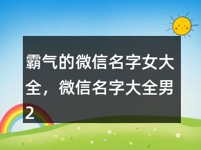 霸氣的微信名字女大全，微信名字大全男241條