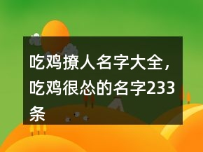 吃雞撩人名字大全，吃雞很慫的名字233條