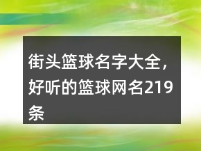 街頭籃球名字大全，好聽的籃球網(wǎng)名219條