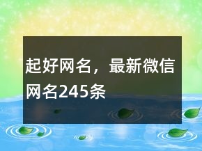 起好網名，最新微信網名245條