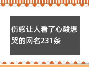 傷感讓人看了心酸想哭的網(wǎng)名231條