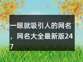 一眼就吸引人的網名，網名大全最新版247條