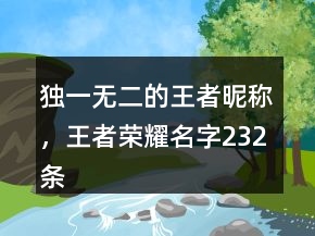 獨一無二的王者昵稱，王者榮耀名字232條