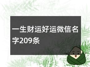 一生財(cái)運(yùn)好運(yùn)微信名字209條