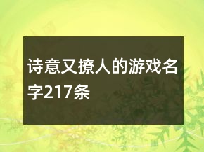 詩(shī)意又撩人的游戲名字217條