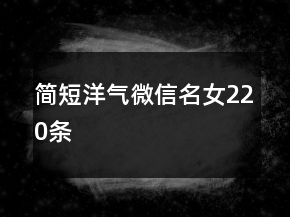 簡(jiǎn)短洋氣微信名女220條