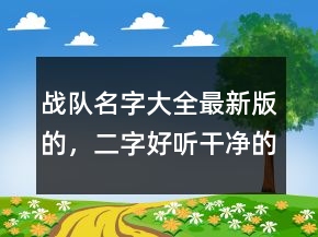 戰(zhàn)隊名字大全最新版的，二字好聽干凈的戰(zhàn)隊名200條