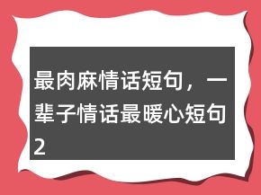 最肉麻情話短句，一輩子情話最暖心短句211條