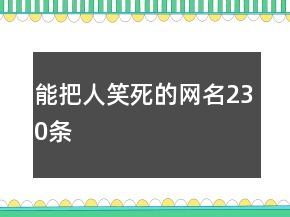 能把人笑死的網(wǎng)名230條