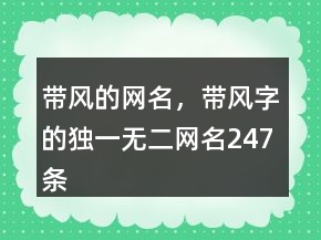 帶風(fēng)的網(wǎng)名，帶風(fēng)字的獨一無二網(wǎng)名247條