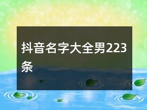 抖音名字大全男223條