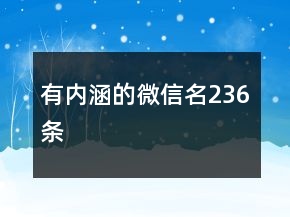 有內(nèi)涵的微信名236條