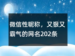 微信性昵稱，又狠又霸氣的網(wǎng)名202條
