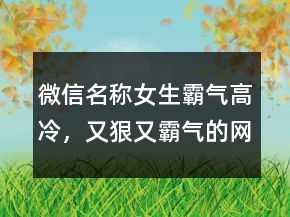 微信名稱女生霸氣高冷，又狠又霸氣的網名239條