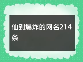 仙到爆炸的網(wǎng)名214條