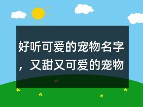 好聽可愛的寵物名字，又甜又可愛的寵物名字232條