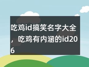 吃雞id搞笑名字大全，吃雞有內(nèi)涵的id206條