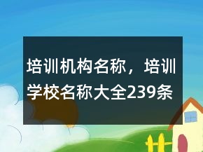 培訓機構名稱，培訓學校名稱大全239條