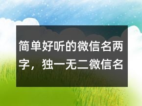 簡單好聽的微信名兩字，獨(dú)一無二微信名字帶蘭字228條