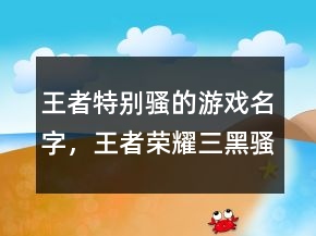 王者特別騷的游戲名字，王者榮耀三黑騷氣名字230條