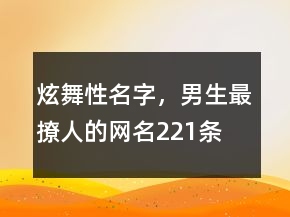 炫舞性名字，男生最撩人的網(wǎng)名221條
