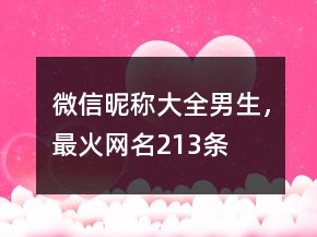 微信昵稱大全男生，最火網(wǎng)名213條
