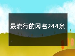 最流行的網(wǎng)名244條