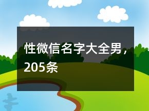 性微信名字大全男，205條