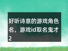 好聽詩意的游戲角色名，游戲id取名鬼才234條