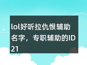 lol好聽拉仇恨輔助名字，專職輔助的ID218條