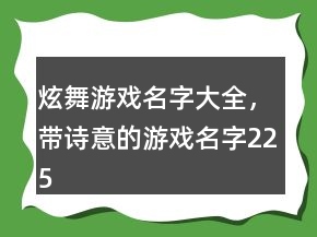炫舞游戲名字大全，帶詩意的游戲名字225條