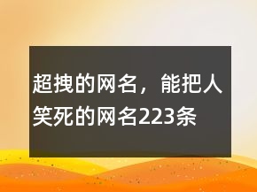 超拽的網(wǎng)名，能把人笑死的網(wǎng)名223條