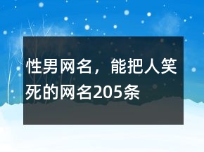 性男網(wǎng)名，能把人笑死的網(wǎng)名205條