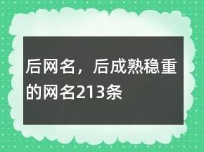 后網(wǎng)名，后成熟穩(wěn)重的網(wǎng)名213條