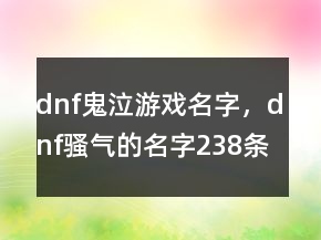 dnf鬼泣游戲名字，dnf騷氣的名字238條