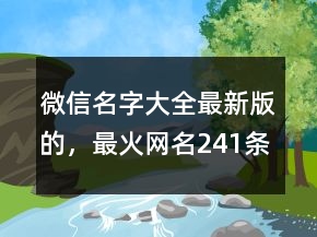 微信名字大全最新版的，最火網(wǎng)名241條
