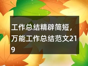 工作總結(jié)精辟簡短，萬能工作總結(jié)范文219條