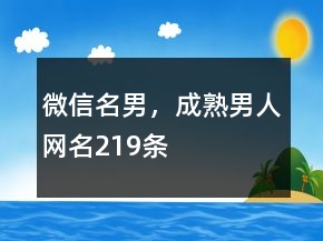 微信名男，成熟男人網(wǎng)名219條
