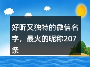 好聽(tīng)又獨(dú)特的微信名字，最火的昵稱207條