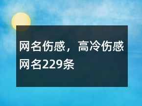 網(wǎng)名傷感，高冷傷感網(wǎng)名229條