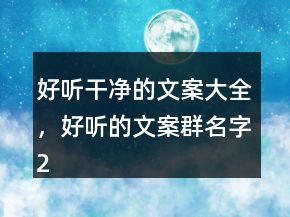 好聽干凈的文案大全，好聽的文案群名字226條