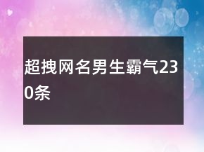 超拽網(wǎng)名男生霸氣230條