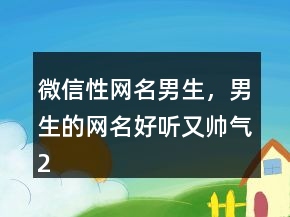 微信性網(wǎng)名男生，男生的網(wǎng)名好聽又帥氣244條